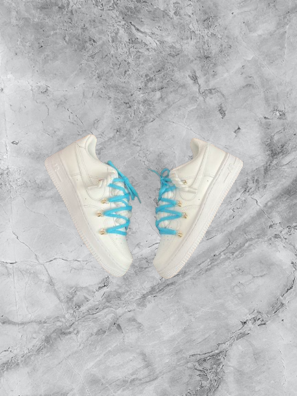 Air Force 1 | OW x Rope Weiß/Babyblau