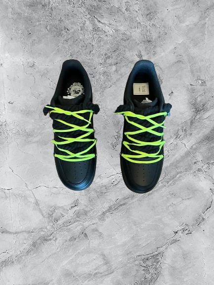 Air Force 1 | OW x Rope Schwarz/Neon Grün