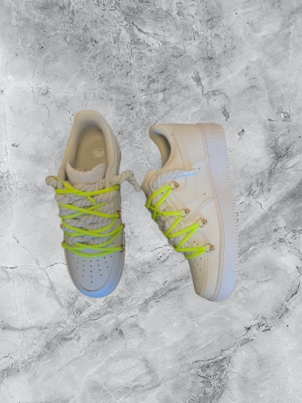 Air Force 1 | OW x Rope Weiß/Neon Grün