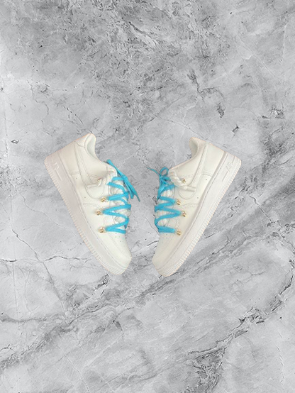 Air Force 1 | OW x Rope Weiß/Babyblau