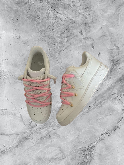 Air Force 1 | OW x Rope Weiß/Rosa