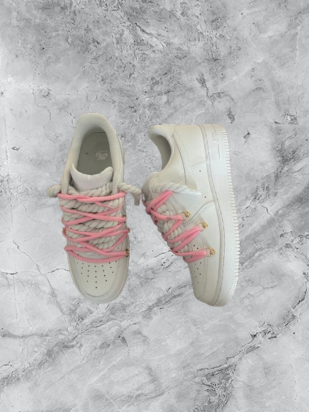 Air Force 1 | OW x Rope Weiß/Rosa