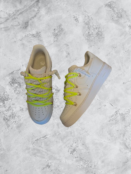 Air Force 1 | OW x Rope Weiß/Neon Grün