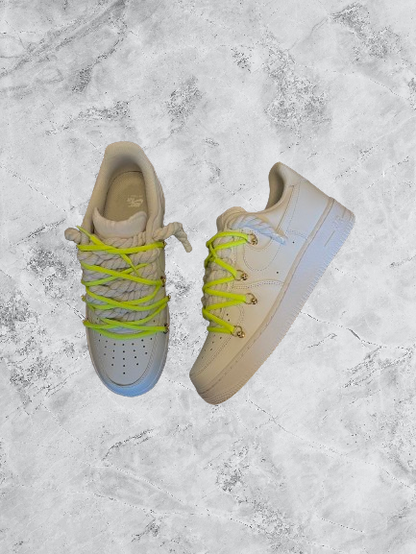 Air Force 1 | OW x Rope Weiß/Neon Grün